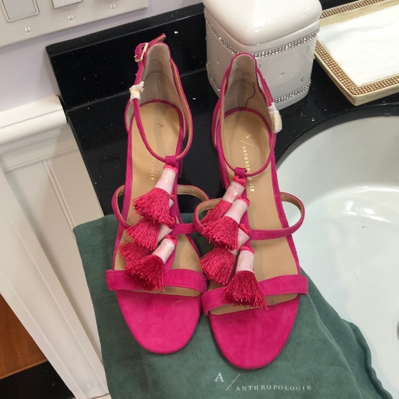 Anthropologie Shoes - NWOT Anthropologie Suede Tassel Sandals.